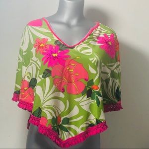 Nanette Lenore 100% SILK FLORAL FLOWER SHAW TOP S